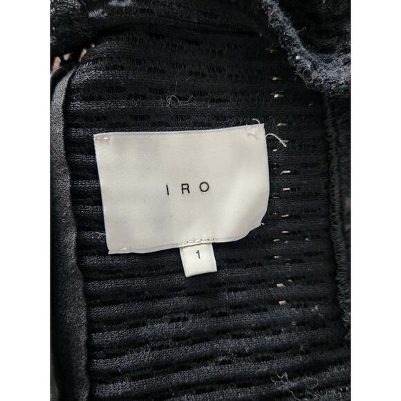 Iro Lewis Black Leather and Lace Crochet Evening Blazer Jacket Women's Size 1 - Picture 6 of 9